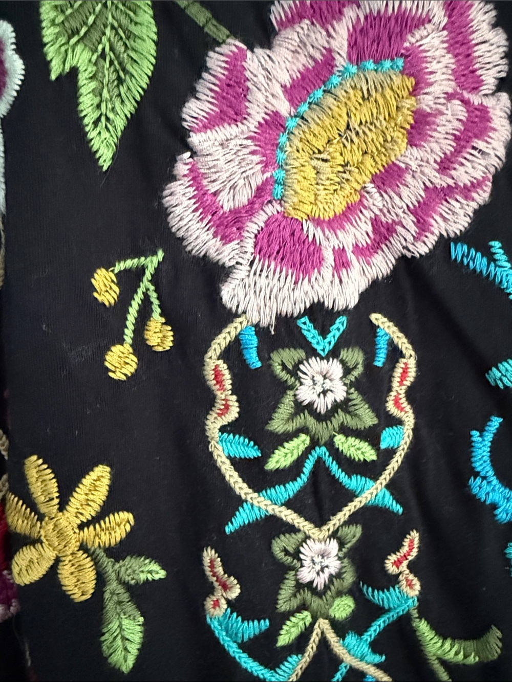 Johnny Was Black Maxi Dress with Multicolor Floral Embroidery - Picture 5 of 12